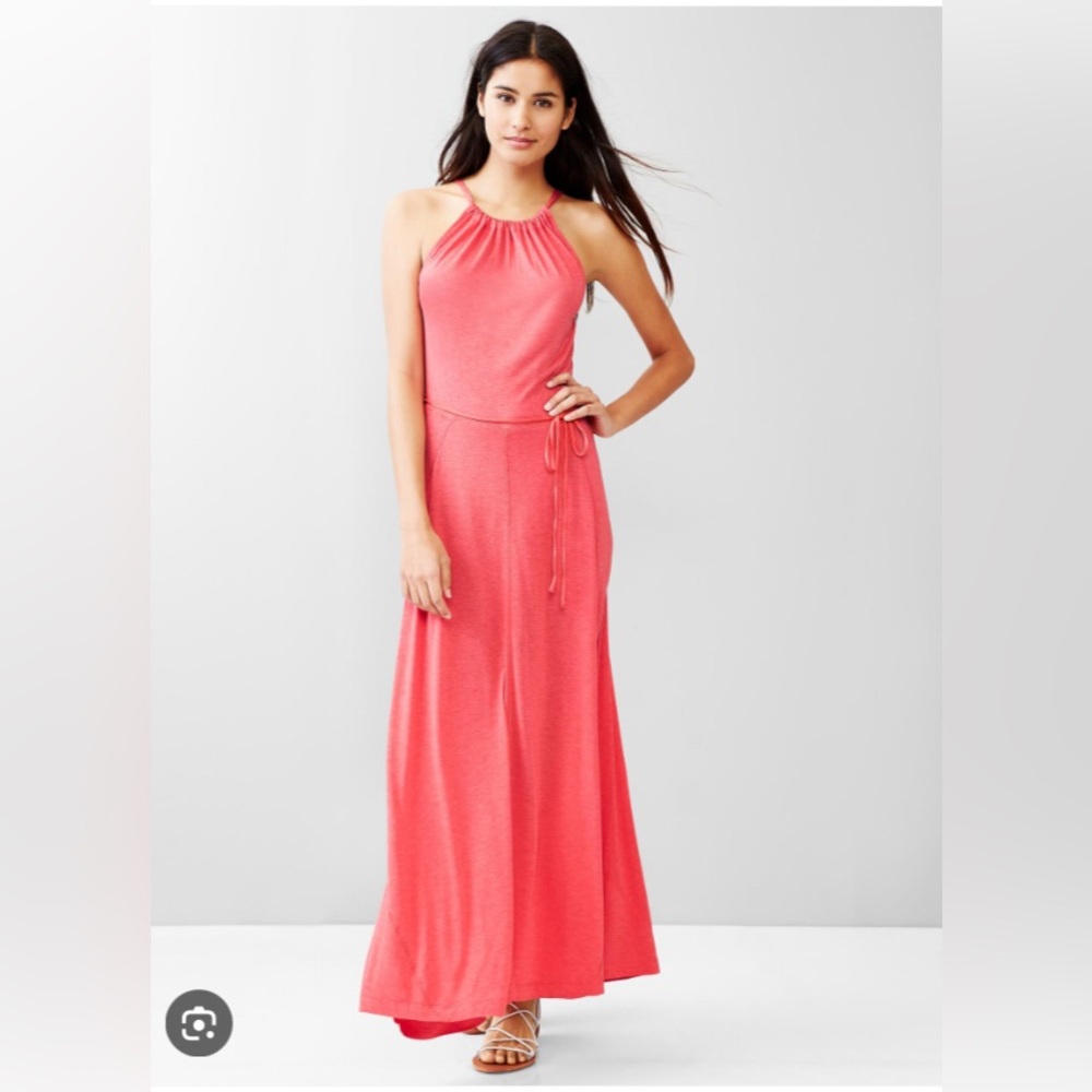Halter Maxi Dress in Coral Pink